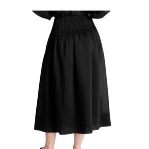 FUTURE COLLECTIVE Women's Drop Waist Pleated Sheer Midi Skirt Sz: 8 Black